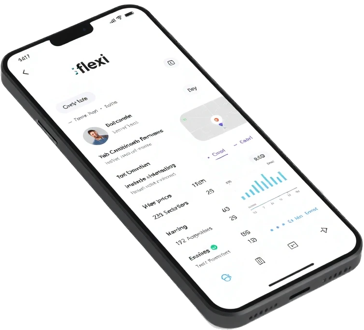 Demostración de la app Flexi en un smartphone